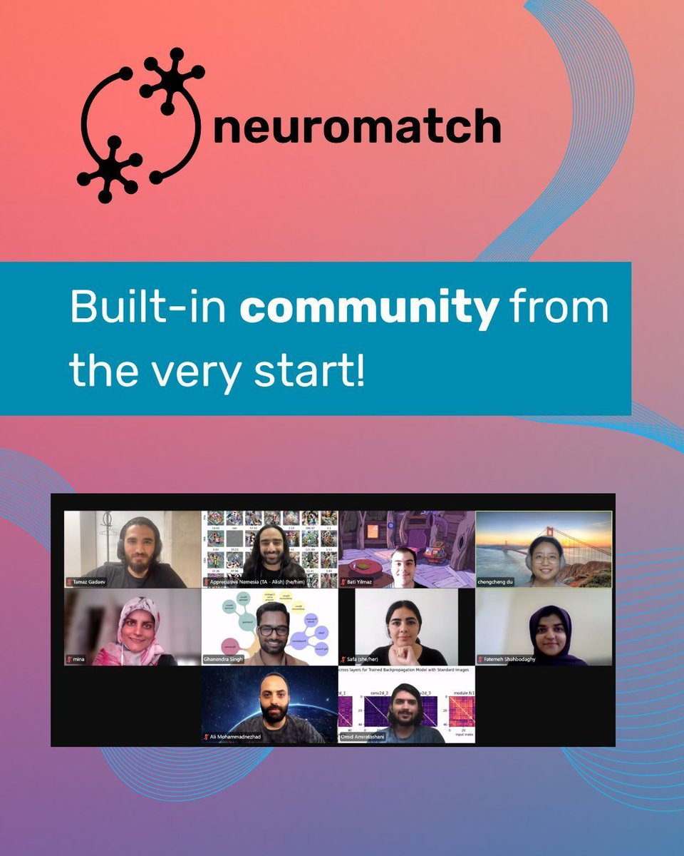 neuromatch's tweet image. 🎉 Welcome 2025 cohorts! Welcome to your pods!
What are "pods"? We use a custom-built algorithm to place students into complementary small groups designed for deep collaboration & support.
Curious about how it all works?
💻 Explore Neuromatch Academy: buff.ly/ERzYrtN