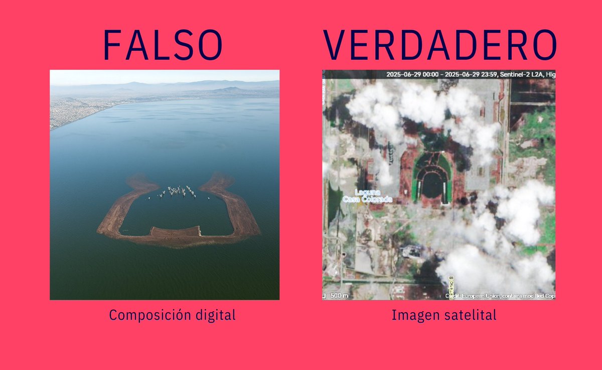 MxContrapunto's tweet image. La imagen del Parque Ecológico Lago de Texcoco cubierta en su totalidad por agua es #falsa. 
 
La última imagen satelital de la Sentinel-2 (29/06/25) nos muestra, sí la &quot;x&quot; del naicm cubierta de agua pero no sus alrededores.  🔍🕵️

Recordemos que este importante sistema de…