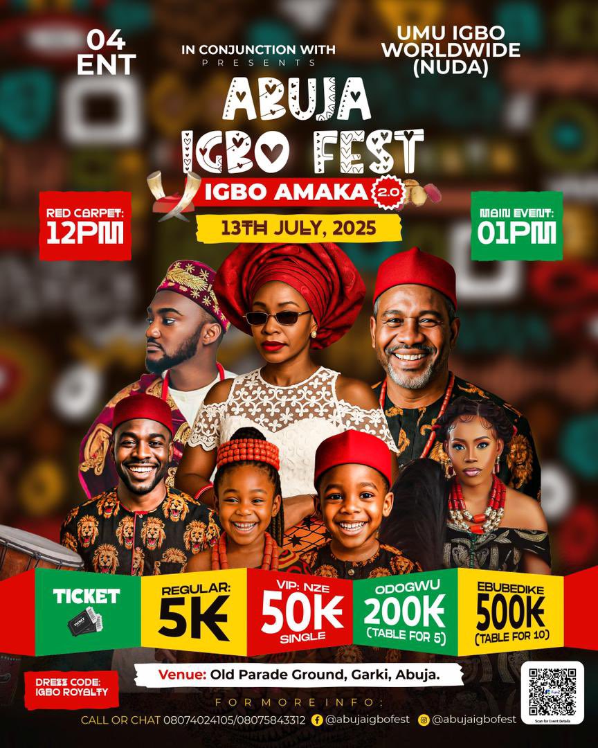 Abuja- GREAT NEWS‼️‼️‼️

Abuja, there will be FREE TRANSPORTATION to and fro to ABUJA IGBO FEST 💃🕺

Courtesy Onye Ije Motors 
Contact @abujaigbofest for more details