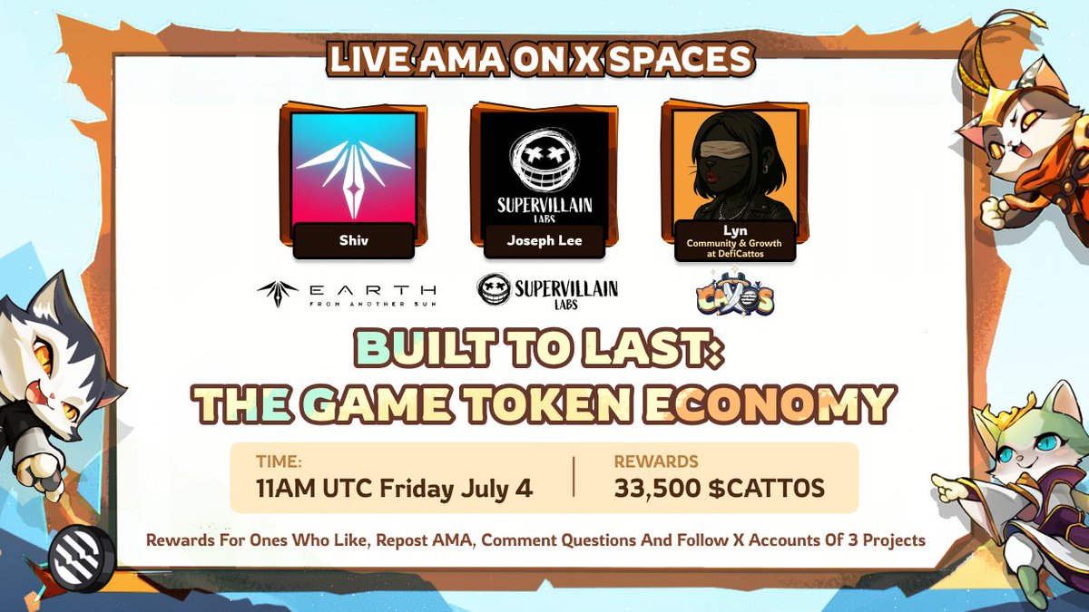 🔥 DeFi Cattos X Spaces AMA 🔥

A sustainable economy in Web3 can’t rely on technology alone, it must be driven by smart incentive mechanisms, meaningful interactions, and the ability to retain a strong, engaged community over time.

Join us alongside EFAS, and Supervillain Labs
