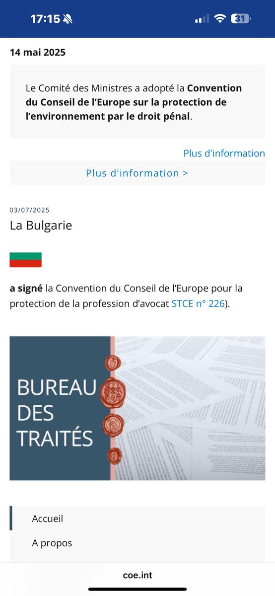 pettiti laurent (@laurentpettiti) on Twitter photo La Bulgarie est le 18ème signataire de la Convention du Conseil de l’Europe sur la protection de la profession d’avocat <a href="/CCBEinfo/">CCBE</a> <a href="/DBFBXL/">DBF</a> <a href="/CNBarreaux/">Conseil national des barreaux - les avocats</a> <a href="/Avocats_Paris/">Avocats de Paris</a> <a href="/Conf_Batonniers/">ConférenceBâtonniers</a> <a href="/SRjudgeslawyers/">Margaret Satterthwaite</a> La Bulgarie est le 18ème signataire de la Convention du Conseil de l’Europe sur la protection de la profession d’avocat <a href="/CCBEinfo/">CCBE</a> <a href="/DBFBXL/">DBF</a> <a href="/CNBarreaux/">Conseil national des barreaux - les avocats</a> <a href="/Avocats_Paris/">Avocats de Paris</a> <a href="/Conf_Batonniers/">ConférenceBâtonniers</a> <a href="/SRjudgeslawyers/">Margaret Satterthwaite</a>