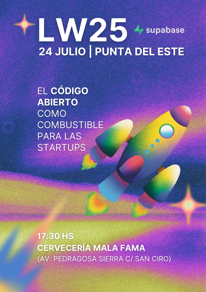 pabloramosuy's tweet photo. LW25 meetup en Punta del Este.

El código abierto como
combustible para las startups

Escríbenos para anotarte 🚀

Gracias a @supabase por generar estas sinergias. https://t.co/9nGwMY09Lz