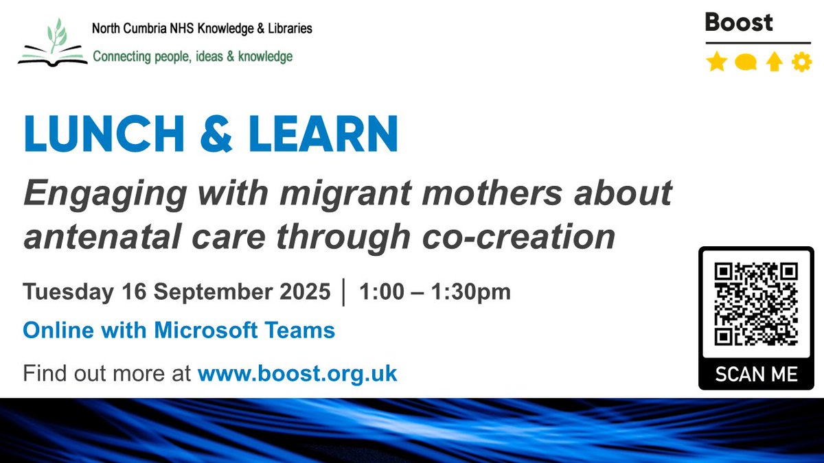 Boost_NENC's tweet image. 🎉 What better way to celebrate #CoProWeek2025 than by signing-up to our session on 16 Sept!

Hear from Newcastle Uni’s Mabel Lie &amp;amp; Caro Claisse on co-creating antenatal care resources with migrant mothers.

Book your place ➡️ ow.ly/Q0U650Wjyw2

@NENC_NHS @NorthCumbriaLKS