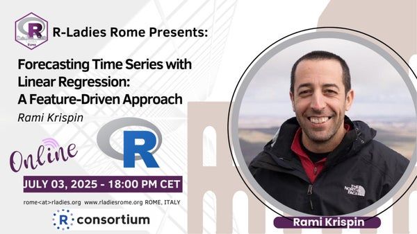 R-Ladies Rome (@rladiesrome) on Twitter photo 📢 Don’t forget!
Join us today at 6PM CEST for our R-Ladies Rome workshop with @<a href="/ramikrispin/">Rami Krispin</a>:
“Forecasting Time Series with Linear Regression: A Feature-Driven Approach” 📈
🔗 meetup.com/rladies-rome/e…
#rstats #timeseries #DataScience #RLadiesRome #Rusers #MachineLearning 📢 Don’t forget!
Join us today at 6PM CEST for our R-Ladies Rome workshop with @<a href="/ramikrispin/">Rami Krispin</a>:
“Forecasting Time Series with Linear Regression: A Feature-Driven Approach” 📈
🔗 meetup.com/rladies-rome/e…
#rstats #timeseries #DataScience #RLadiesRome #Rusers #MachineLearning