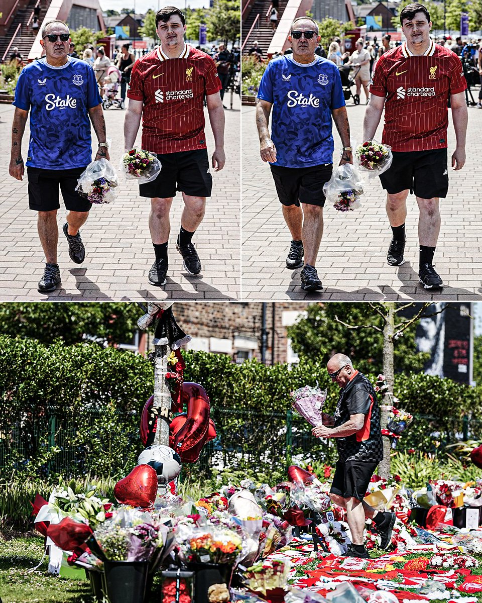 🔴🔵Liverpool and Everton fans putting the rivalry aside and mourn Diogo Jota❤️
 There are other things in life that are more important than football and this is one of them