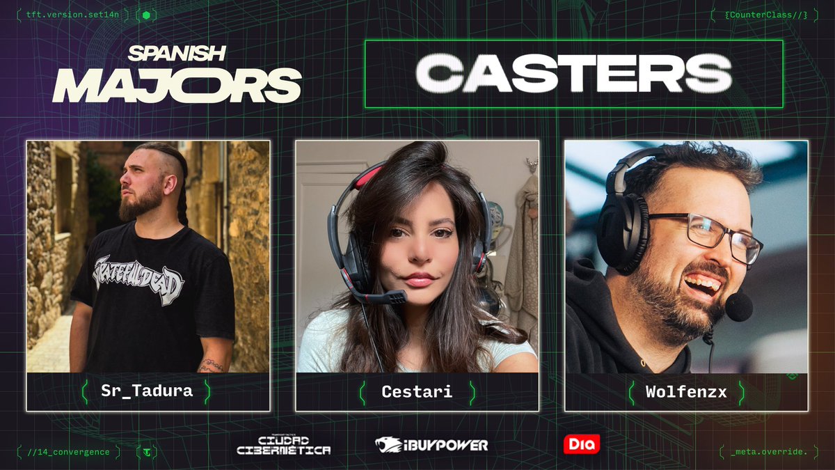 Juega TFT (@juegatft) on Twitter photo ¡Estas son las fantásticas voces que nos acompañarán en el Spanish Major!
🎙️<a href="/Sr_Tadura/">Danierusan</a>
🎙️<a href="/ClauCestari/">CCestari 👾 TFTras 6 July</a>
🎙️<a href="/wolfenzx/">Wolfenzx</a>
Estarán narrando las partidas de la competición de <a href="/TFT_ES/">Teamfight Tactics ES</a> que tendremos este sábado🔥
¡No queda nada! ¡Estas son las fantásticas voces que nos acompañarán en el Spanish Major!
🎙️<a href="/Sr_Tadura/">Danierusan</a>
🎙️<a href="/ClauCestari/">CCestari 👾 TFTras 6 July</a>
🎙️<a href="/wolfenzx/">Wolfenzx</a>
Estarán narrando las partidas de la competición de <a href="/TFT_ES/">Teamfight Tactics ES</a> que tendremos este sábado🔥
¡No queda nada!