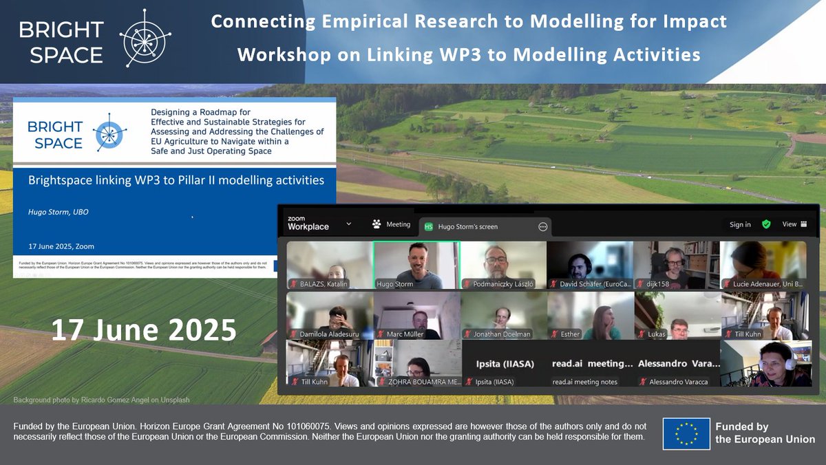 BrightSpaceEU's tweet image. 🔍 How can micro-level evidence strengthen macro-level models?

#BrightSpaceEU partners held a workshop to align WP3 empirical studies with CAPRI, GLOBIOM &amp;amp; MAGNET modelling – ensuring real-world insights feed into future EU agri-food scenarios.

👉tinyurl.com/58ecpr7u