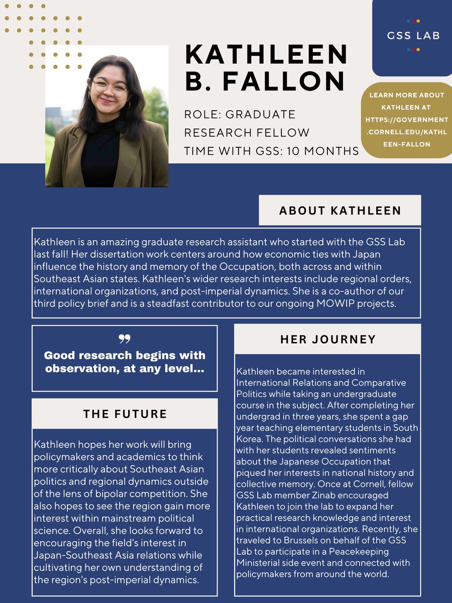 It's time for another 🌟#StaffSpotlight🌟

Kathleen B. Fallon is another one of our incredible Graduate Research Fellows.  We are so lucky to have her on our team!

Learn about her work ⬇️