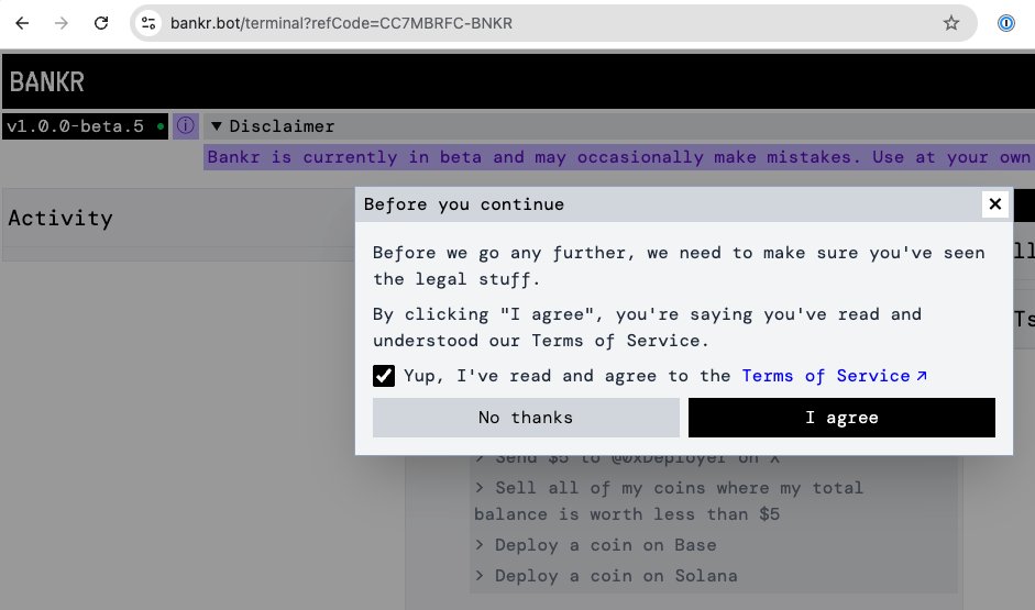 qrcoindotfun's tweet image. get paid to try @bankrbot using our referral link!

bankr.bot/terminal?refCo…

reply with a screenshot like below when you&apos;re done

must include (1.) referral link in url + (2.) new user popup

we&apos;ll send $5 of $QR to a few of you who signup

(existing bankr users not eligible)
