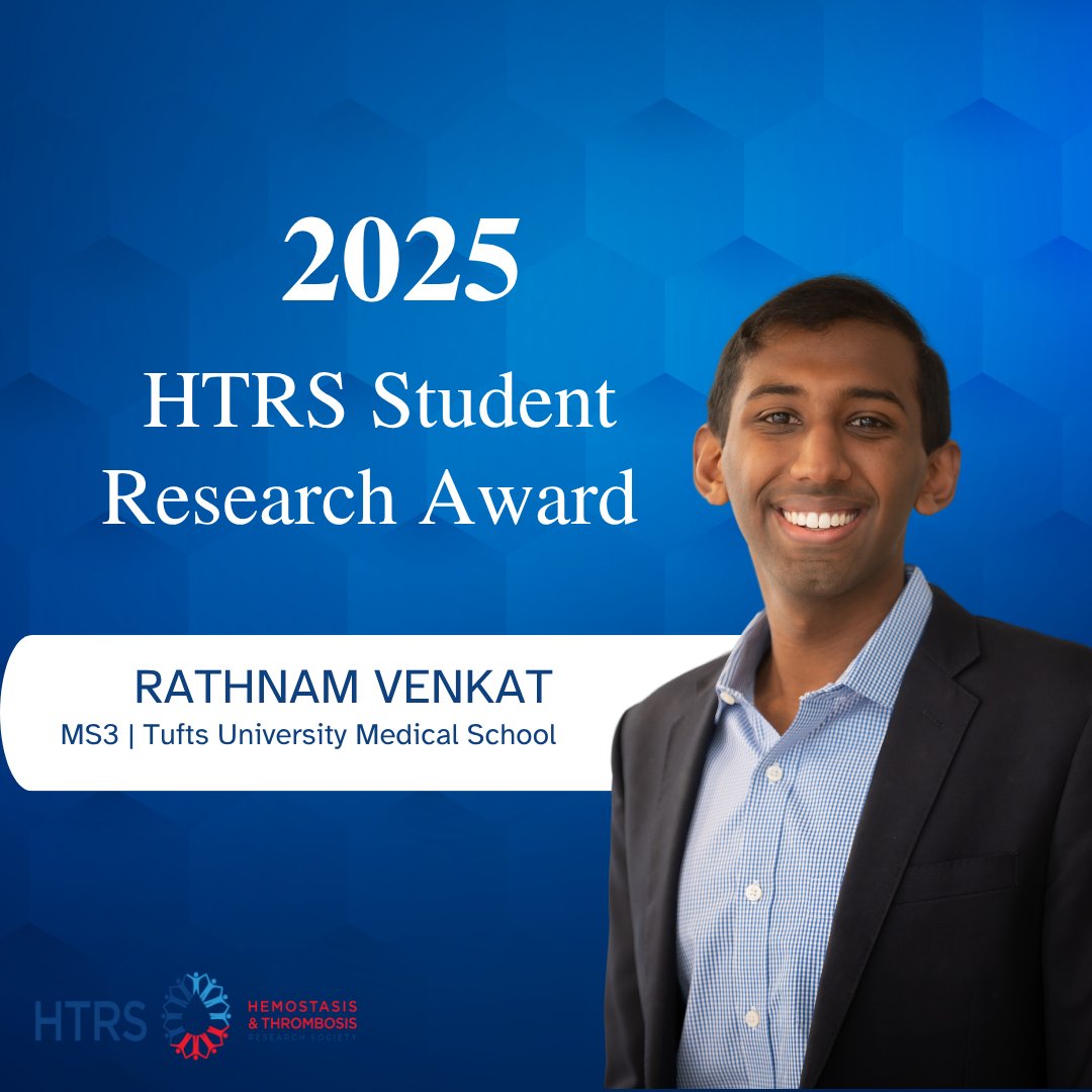 Congratulations to Rathnam Venkat, the winner of the HTRS 2025 Student Research Award! Rathnam's dedication to advancing research in thrombosis and hemostasis is truly commendable.