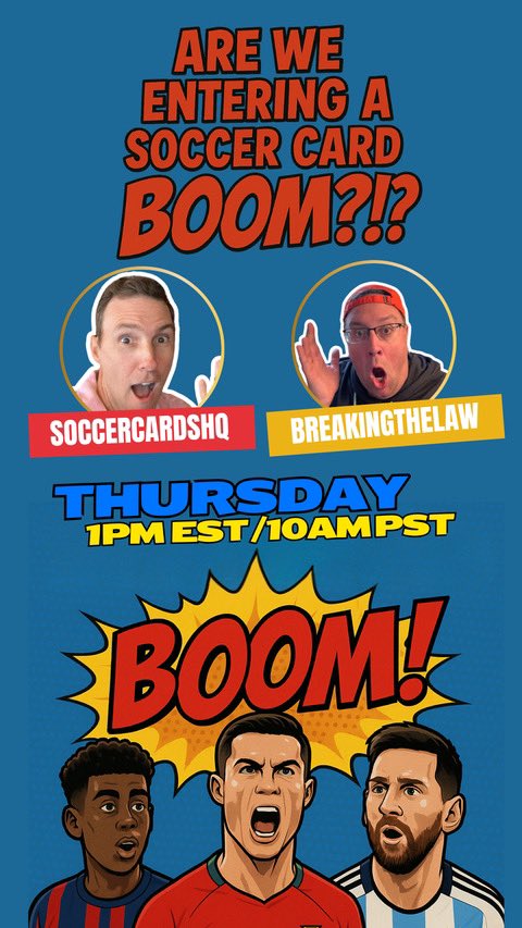 I’ll be doing an IG Live today with <a href="/brkinglawcards/">BTL</a> talking about the recent BOOM in soccer cards and if it can continue. Starts at 1PM EST. 👀