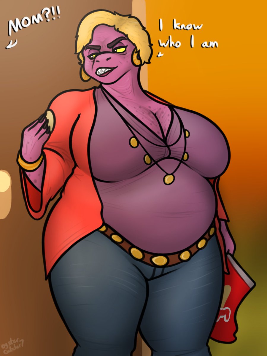 Oystercatcher23's tweet photo. Noelle's mom being revealed in chapter 4 made me realise we haven't seen either of Susie's parents yet, so I put together a fun concept of how I'd picture her mom.

Bonus oyster points for those who know who she's based on here. https://t.co/QsZrMIyjk0