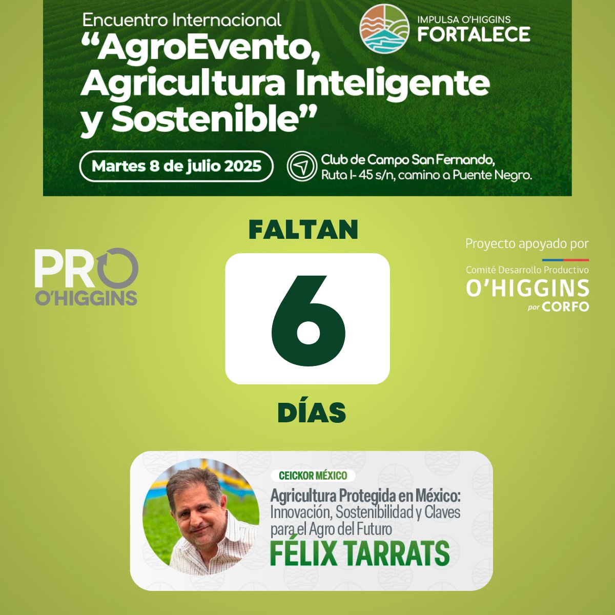 CEICKOR Centro Universitario (@ceickor) on Twitter photo Ya falta poco para la participación de nuestro Director General, <a href="/FelixTarrats/">Felix Tarrats Z</a> en el Encuentro Internacional "AgroEvento, Agricultura Inteligente y Sostenible".
#SomosUCEICKOR #Universidad #AgriculturaProtegidaenMéxico #CultivandoPersonas #TransformamosVidas Ya falta poco para la participación de nuestro Director General, <a href="/FelixTarrats/">Felix Tarrats Z</a> en el Encuentro Internacional "AgroEvento, Agricultura Inteligente y Sostenible".
#SomosUCEICKOR #Universidad #AgriculturaProtegidaenMéxico #CultivandoPersonas #TransformamosVidas