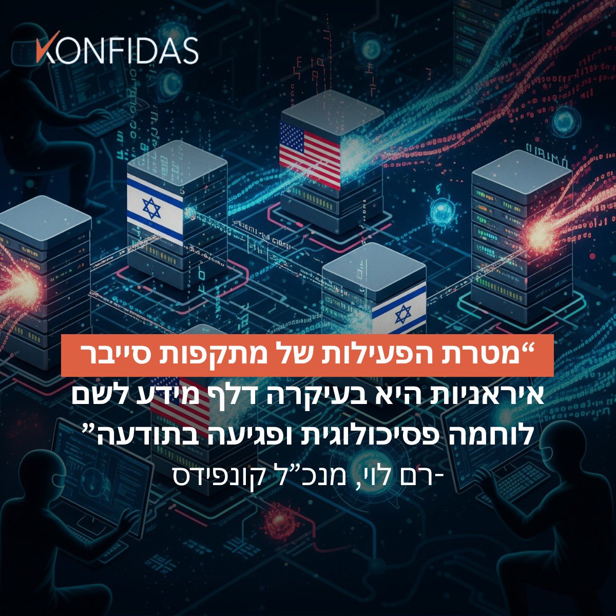 Konfidas's tweet photo. 🚨אזהרת סייבר דחופה!
@FBI @NSAGov ו-@CISAgov מתריעים: חברות ישראליות בעלות קשרים לחברות בטחוניות בארה"ב בסיכון גבוה למתקפות סייבר איראניות.
"זו לוחמה פסיכולוגית", אומר @ramlevi מנכ"ל קונפידס.
לקריאת העדכון המלא: https://t.co/TnZGs4UTr1
לכתבה בנושא: https://t.co/dQzyS5r1Yv https://t.co/4kiCVoDGXs