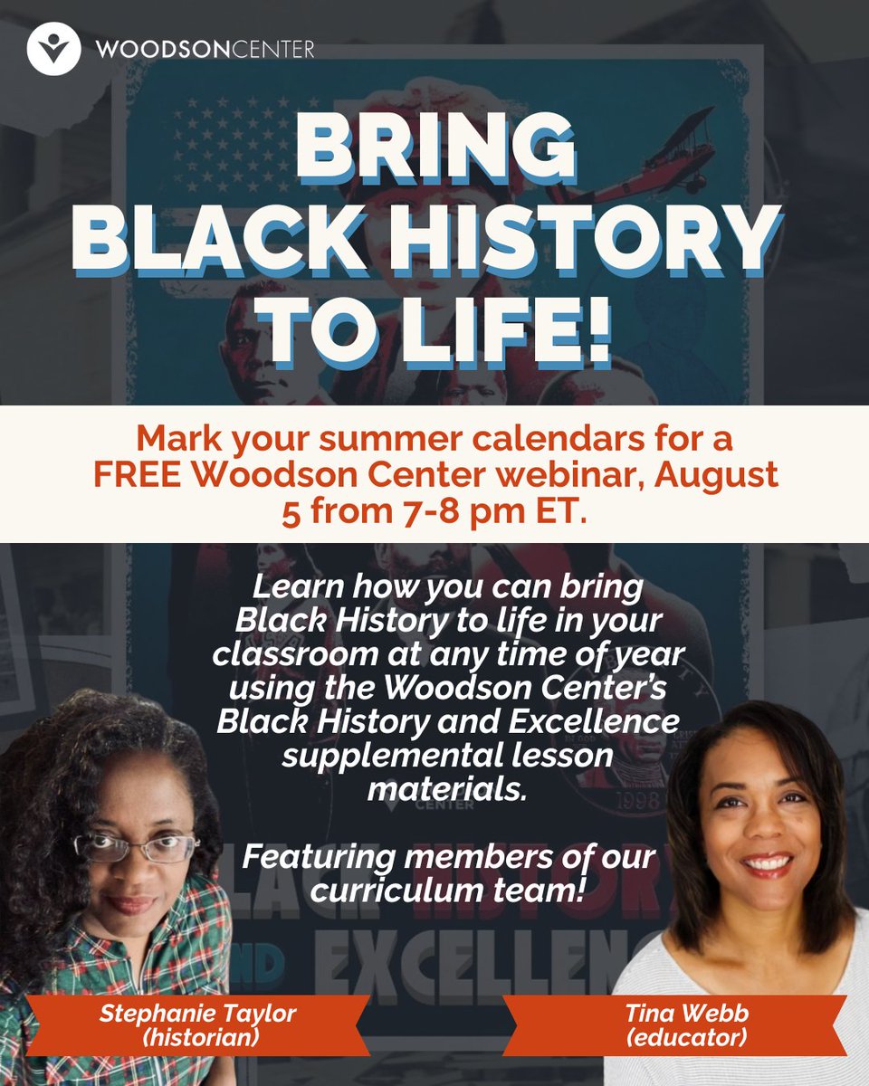 WoodsonCenter's tweet image. #FREEWEBINAR || Mark your calendars 🗓for a free Woodson Center webinar, August 5 from 7-8 pm ET. #Register for free here (space is limited): us02web.zoom.us/webinar/regist…
The Woodson Center’s Black History and Excellence series features 55 lessons about more than 2 dozen lesser-known…