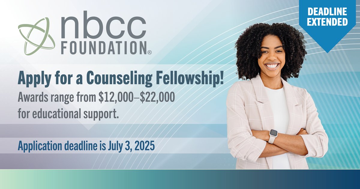 Reminder: The 2025 MFP Fellowship application deadline has been extended to today! Don’t forget to complete your application by 11:59 pm EDT for a chance to receive one of these master’s- or doctoral-level counseling awards. nbccf.org/programs