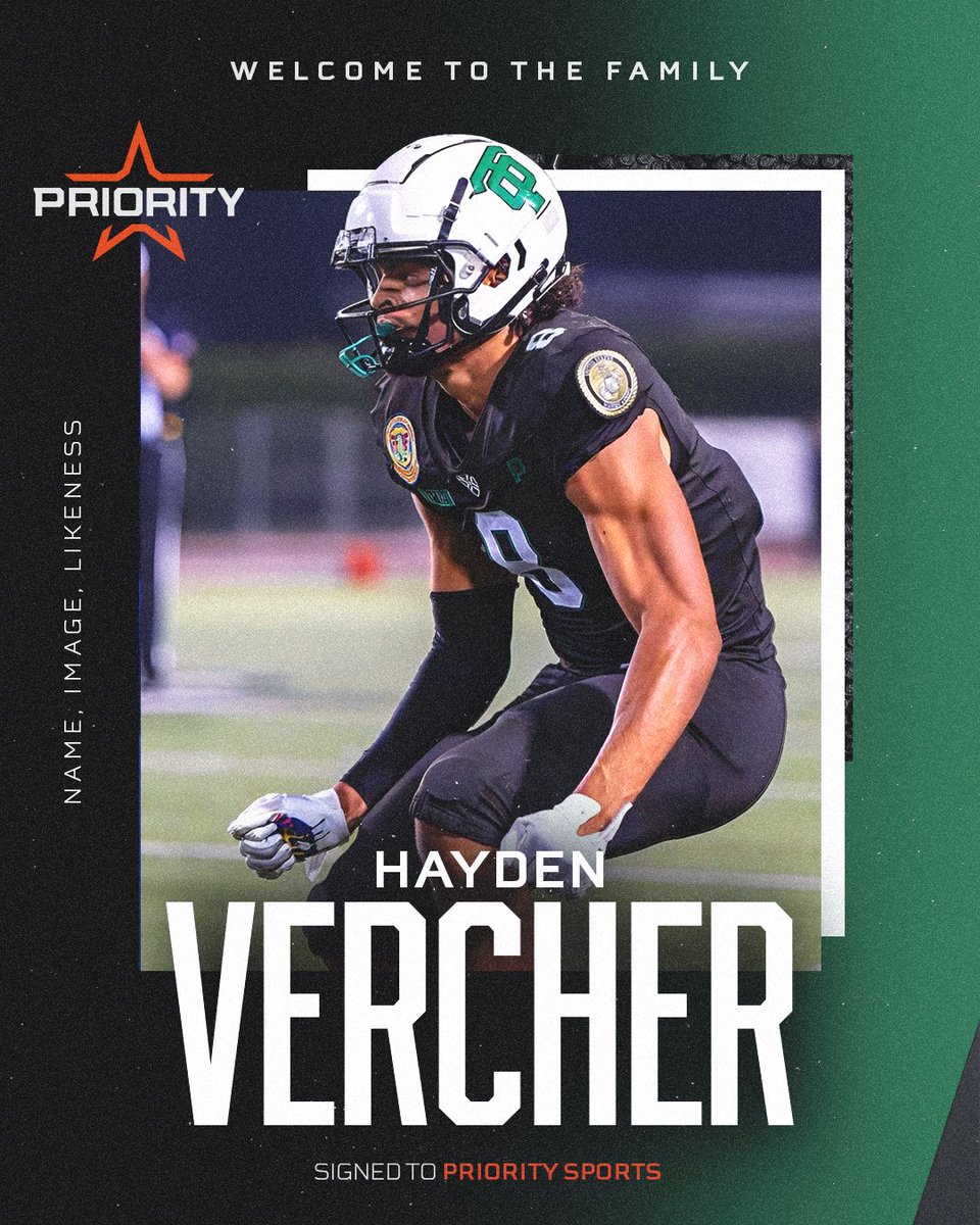 Priority Sports (@prioritysports) on Twitter photo Welcome aboard, <a href="/Hayden_Vercher/">Hayden Vercher</a>!
Excited to represent the <a href="/TOLancers/">TO Lancers Football</a> tight end and <a href="/ASUFootball/">Sun Devil Football</a> commit for #NIL 🔱 Welcome aboard, <a href="/Hayden_Vercher/">Hayden Vercher</a>!
Excited to represent the <a href="/TOLancers/">TO Lancers Football</a> tight end and <a href="/ASUFootball/">Sun Devil Football</a> commit for #NIL 🔱
