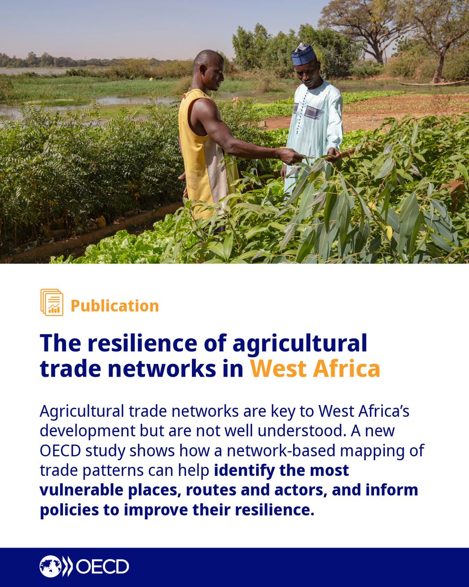 OECD Development (@oecddev) on Twitter photo ✔️ A new <a href="/OECD/">OECD ➡️ Better Policies for Better Lives</a> study on the resilience of agricultural trade networks in West Africa, identifying vulnerabilities and informing policies to strengthen regional trade. 🧵⤵️ (6/7) ✔️ A new <a href="/OECD/">OECD ➡️ Better Policies for Better Lives</a> study on the resilience of agricultural trade networks in West Africa, identifying vulnerabilities and informing policies to strengthen regional trade. 🧵⤵️ (6/7)