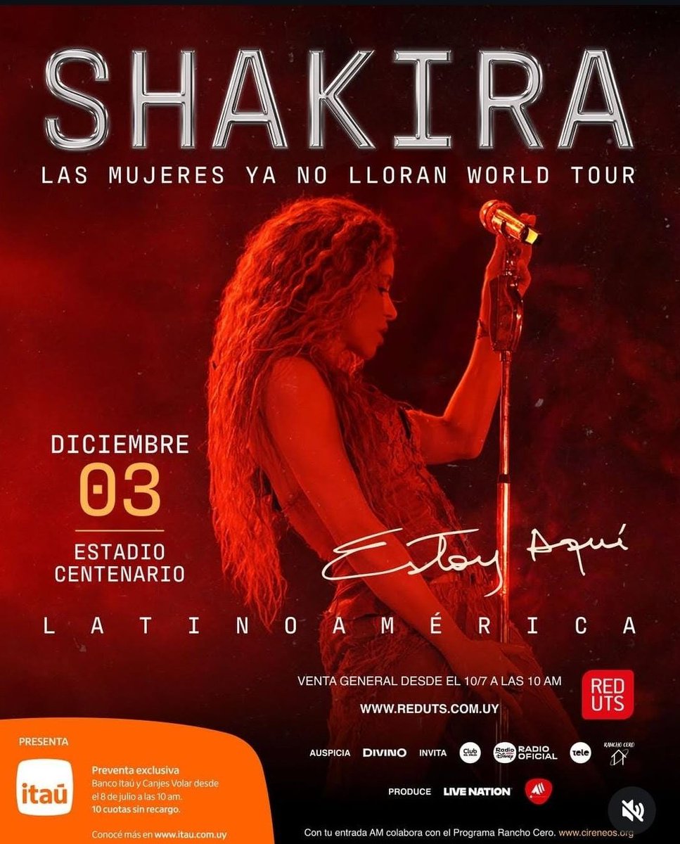 ShakiraUruguay's tweet photo. LO LOGRAMOS!!!!  No nos entra más felicidad en el cuerpo! Luego de 25 años @shakira vuelve a Montevideo y en el estadio Centenario!!!!!

Estamos Aquí Shak!!  Gracias por volver 🥹😁.

Preventa con Banco Itaú a partir del 10/7 por reduts. https://t.co/6odNmlS2bS