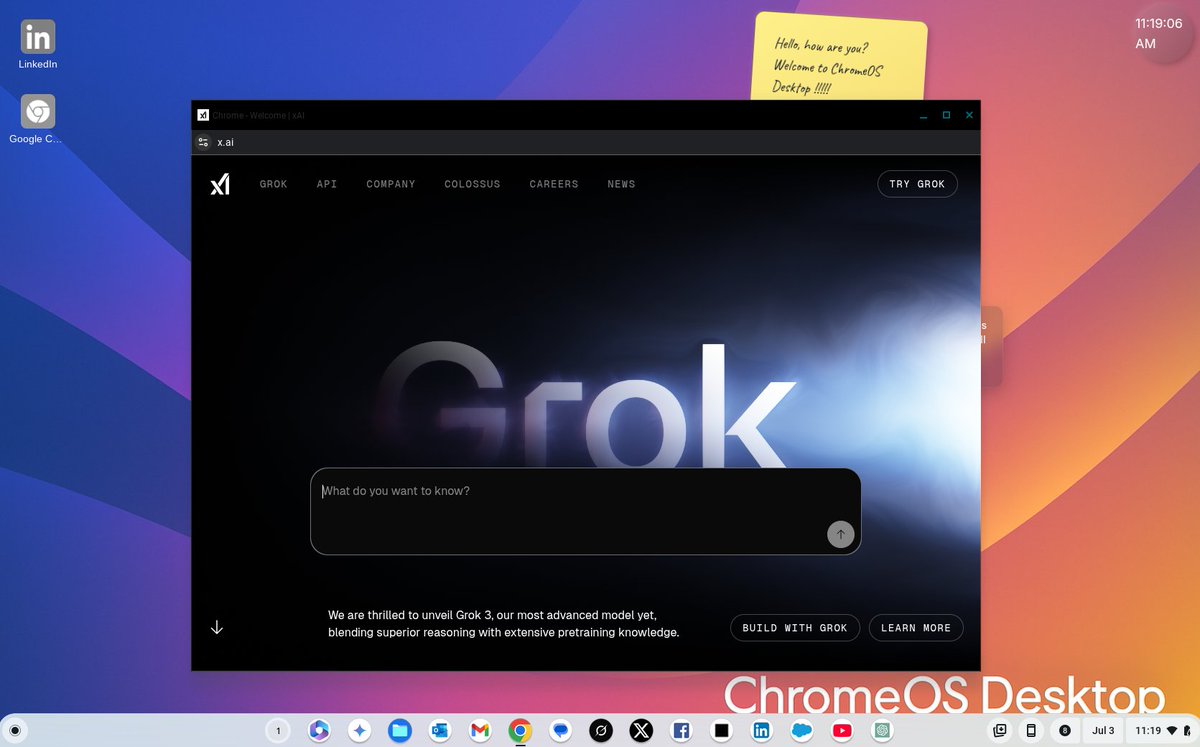 Nodewire_xyz's tweet image. My latest project at Nodewire displays the power of creativity and AI, bringing a Desktop to ChromeOS. This was achieved with a one file webapp using Grok for development.

#AI #GoogleChrome @Google @googlechrome @X @grok