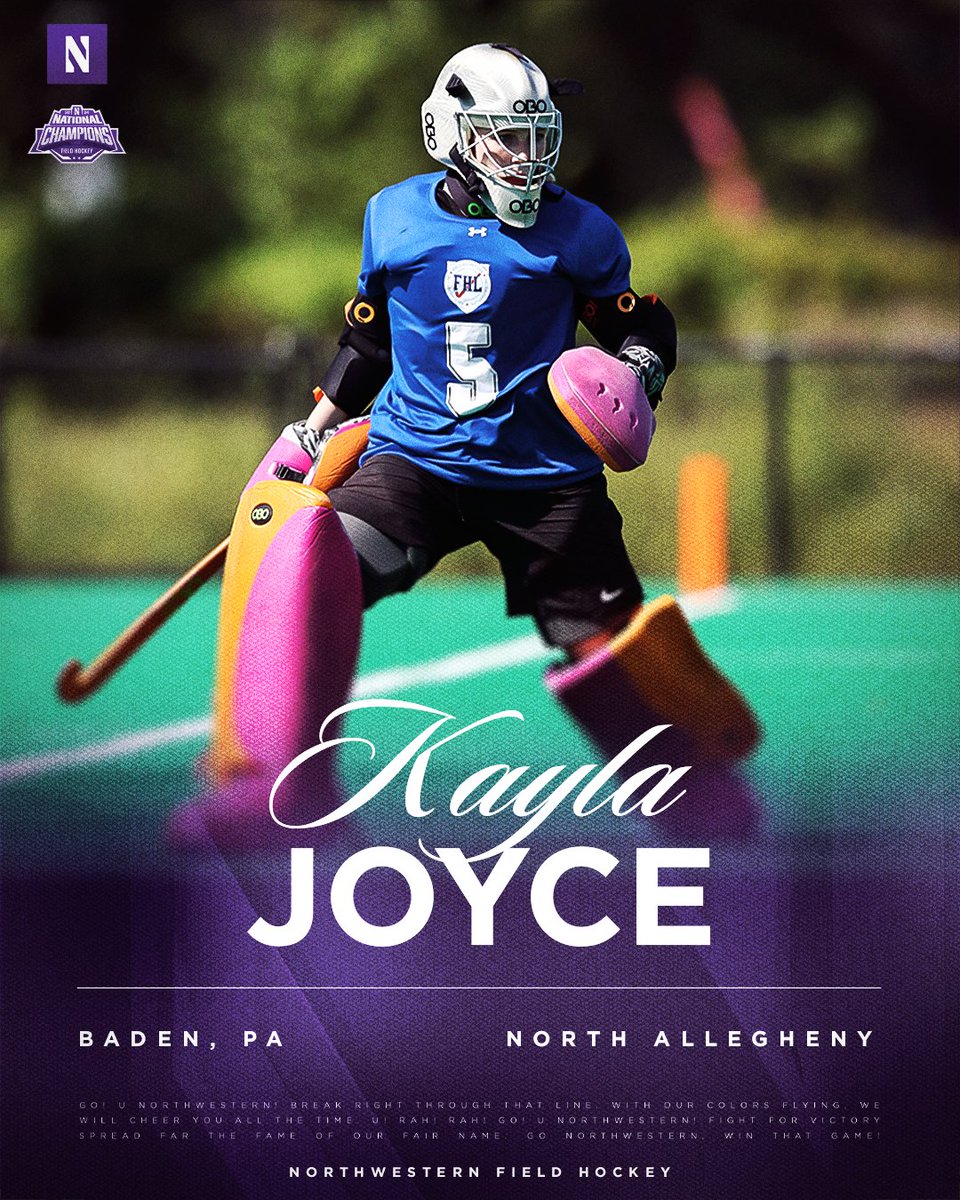 NUFHCats's tweet image. Welcome to the Wildcats, Kayla Joyce 🟣😼
First Team All-State goalkeeper from Baden, Pennsylvania with over 600 career saves in the last two seasons.
