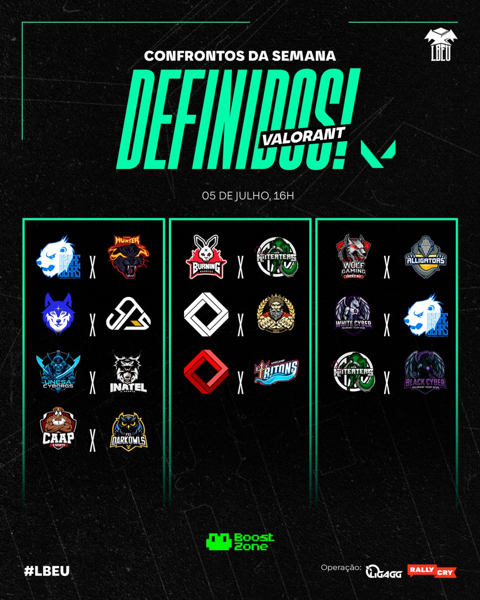 Liga GG (@ligagg_) on Twitter photo Liga Brasileira de Esports Universitários - Valorant
Os Confrontos da nossa LADDER estão definidos, mais uma rodadinha de muita bala! E os jogos que prometem movimentar a tabela são, <a href="/UFRJCanis/">CANIS ESports</a> x <a href="/ufuesports/">UFU Saints</a> / <a href="/MackenzieLogic/">Mackenzie Logic</a> x <a href="/UnicampTritons/">Unicamp Tritons</a> e o principal <a href="/azure_bears/">Azure Bears</a> x Liga Brasileira de Esports Universitários - Valorant
Os Confrontos da nossa LADDER estão definidos, mais uma rodadinha de muita bala! E os jogos que prometem movimentar a tabela são, <a href="/UFRJCanis/">CANIS ESports</a> x <a href="/ufuesports/">UFU Saints</a> / <a href="/MackenzieLogic/">Mackenzie Logic</a> x <a href="/UnicampTritons/">Unicamp Tritons</a> e o principal <a href="/azure_bears/">Azure Bears</a> x