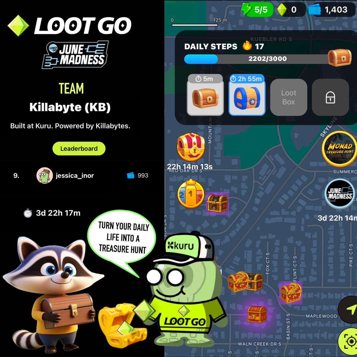 Dear fellow Team Killabyte members, 

We have 2d23h* to walk and win our way to the June Madness finals for <a href="/lootgo_official/">LootGO</a> 

Tick tock mfers ⏰👟

Xoxo, Jessica