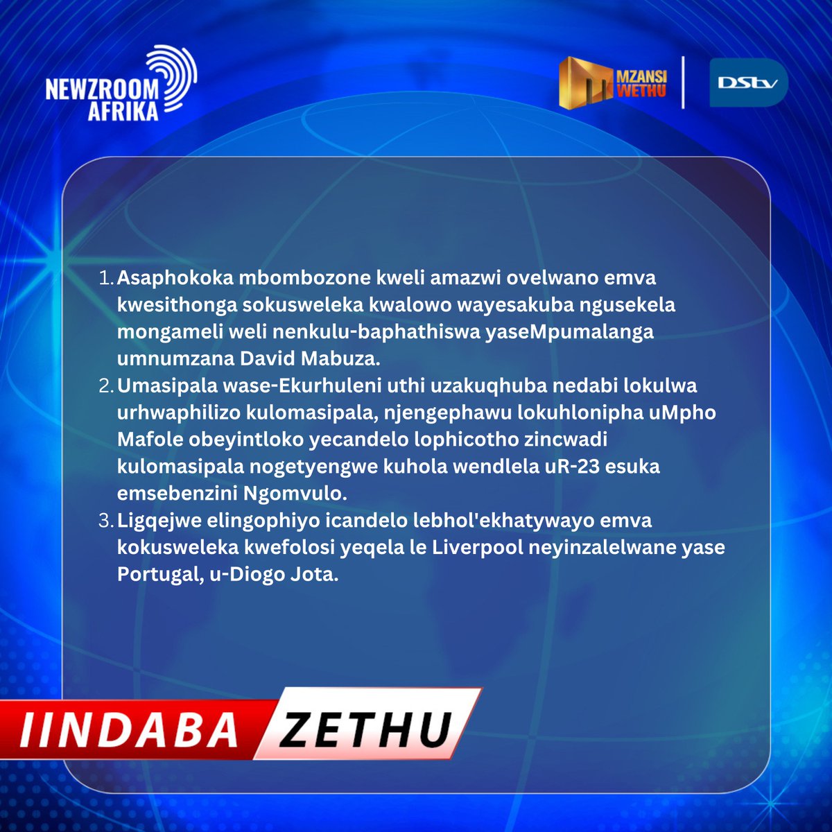 Eziphambili ⏰                                       

Catch breaking news stories on #NewsOnWethu163 tonight at 19:00.                     

Keep up with all current affairs here: bit.ly/3mOjLPJ 

#IindabaZethu
