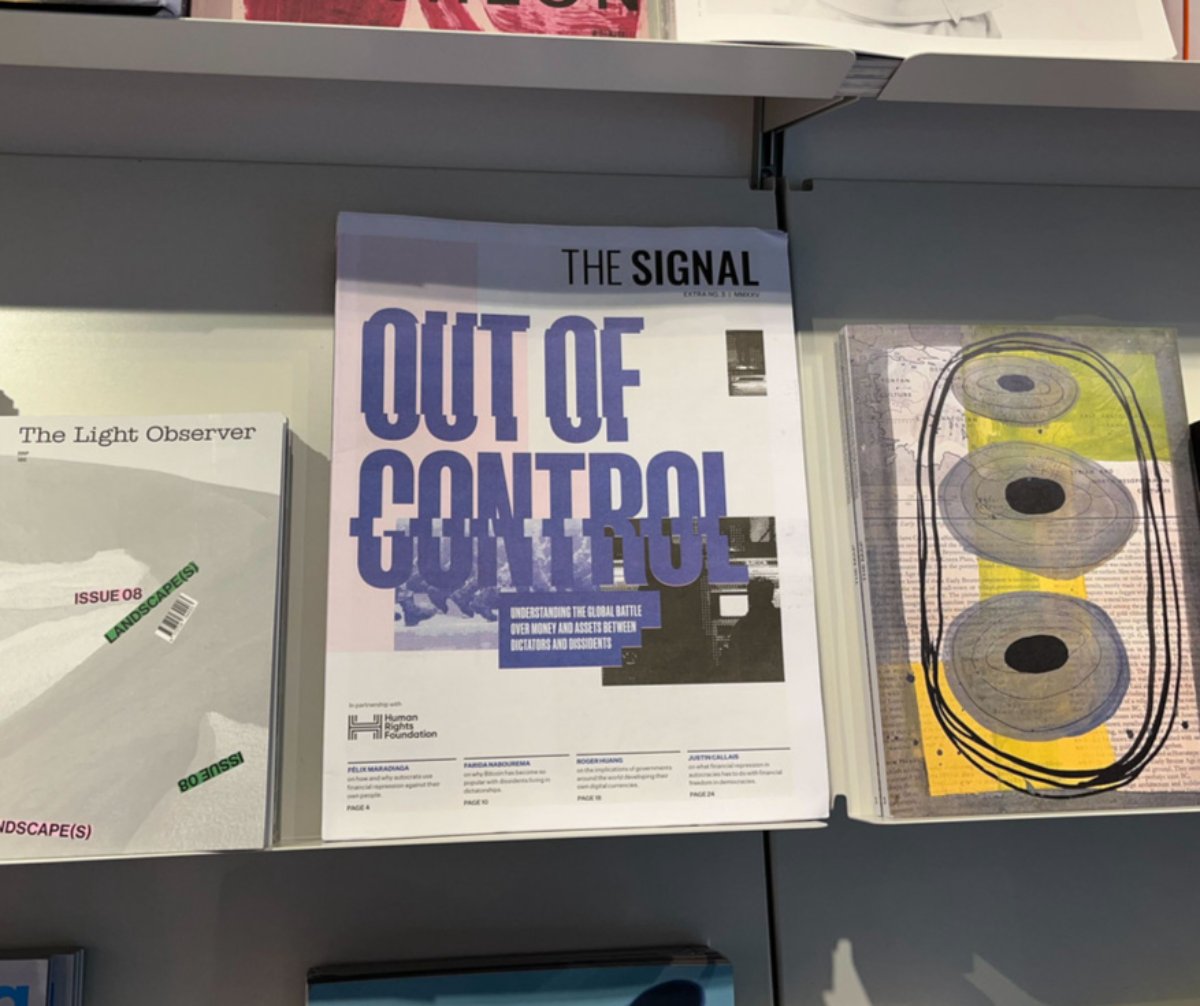 thesignal's tweet photo. Out of control, in the wild.
The Signal’s third print extra is now available at MagCulture in London. What a pleasure to see this alongside such great company.
Go pick up a copy before they are gone.
#currentaffairsstrangeworld #bitcoin #financialfreedom @magculture @HRF https://t.co/JILnXo6T7Z