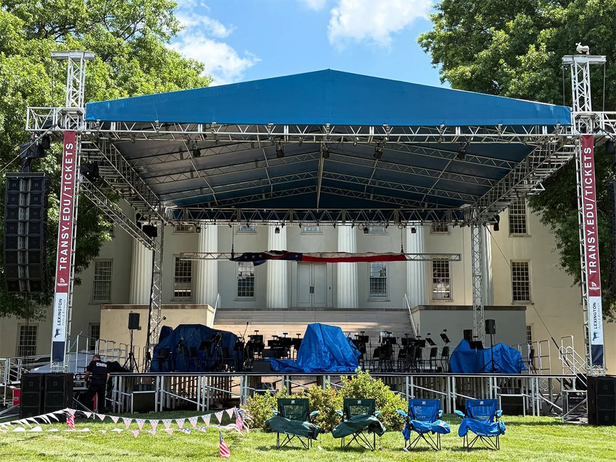 The stage is set. Join us for tonight's Patriotic Concert featuring the Lexington Philharmonic. The 42nd annual show kicks off at 5 on Old Morrison Lawn with the Young At Heart Big Band, and the LexPhil performs at 7:30. 🇺🇸