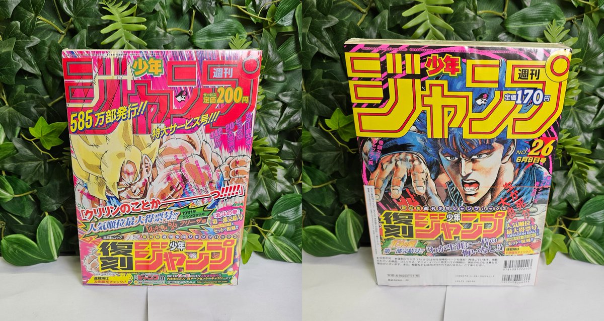 konotoree's tweet image. Salut l'équipe,
Du très lourd aujourd'hui avec le retour du Jump 46 de 1997, avec la deuxième cover de #ONEPIECE ! (Chapitre full colo)
2 packs reprint sont de retour (Dragon Ball, Hokuto no Ken...)
On termine avec l'emblématique 36 de 1989 avec JOJO 🔥
konotoree.com