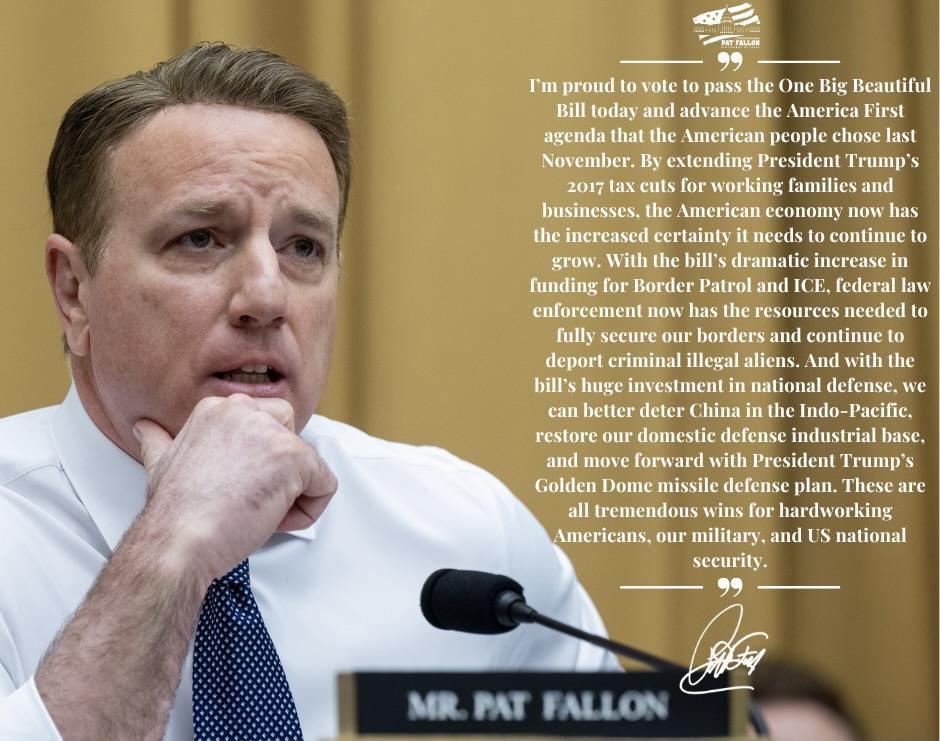 My statement on the passage a moment ago of the One Big Beautiful Bill: