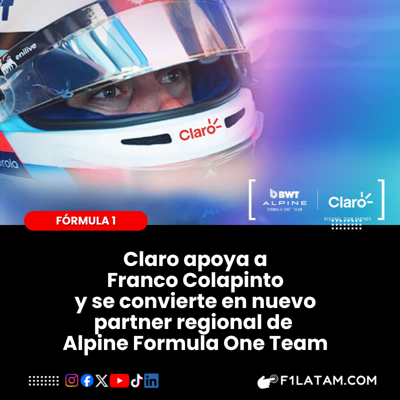 #F1 | Claro apoya a Franco Colapinto y se convierte en nuevo partner regional de Alpine Formula One Team
-
🗒️👉 f1latam.com/noticias/claro…
-
#F1LATAM #Formula1 #FormulaOne #F12025 <a href="/ClaroArgentina/">Claro Argentina</a> #Colapinto