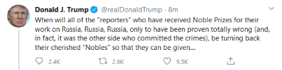 YugeSuccess's tweet photo. @RpsAgainstTrump High IQ people can spell "Nobel". https://t.co/xMiusuFb4f