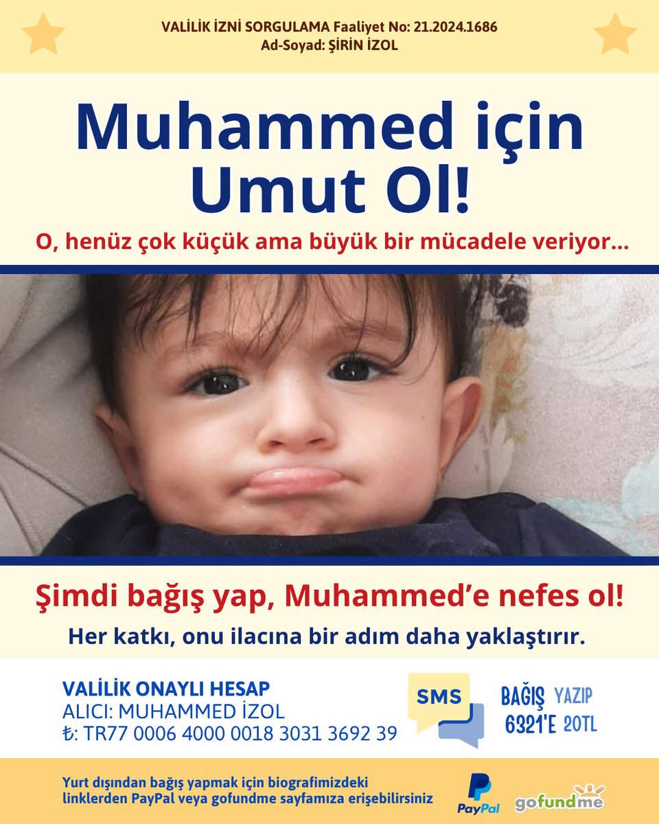 Haydi dostlar dayanışma vakti. Challenge var. 5000 gelirse 5000 daha gelecek. Gelin sizlerde mücadelemize ortak olun. Az çok demeden Muhammed'e destek olalım.