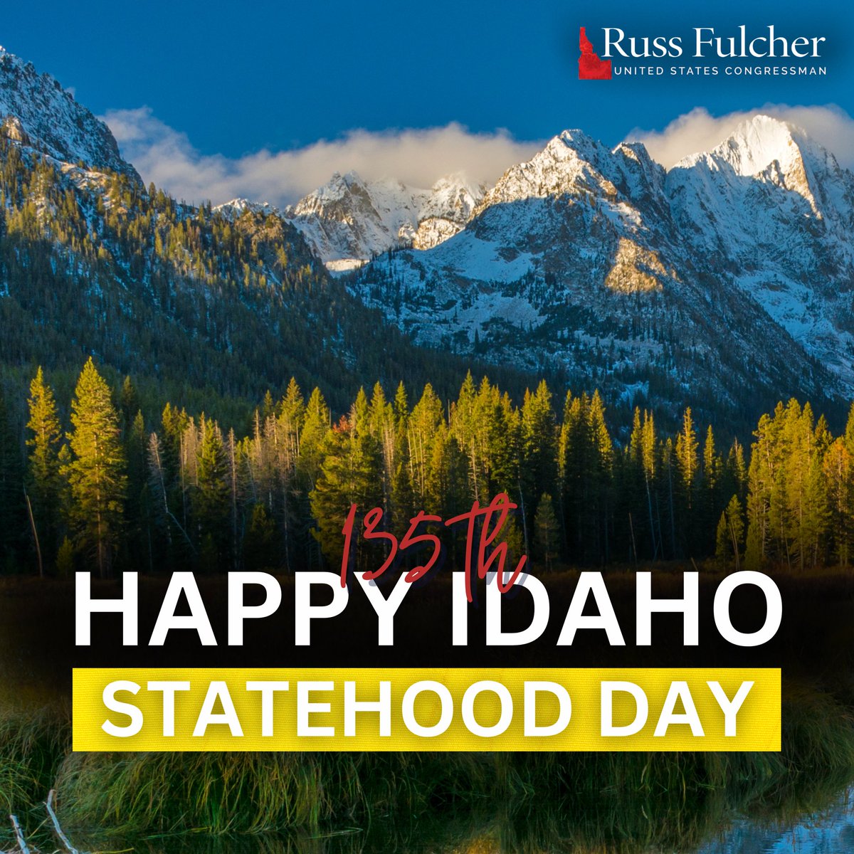 On this day in 1890, President Benjamin Harrison granted Idaho’s statehood making it the 43rd state in the Union. 

Today, we celebrate 135 years of the richness, opportunity, and beauty the Gem State has brought to the rest of America and the world. Happy Idaho Statehood Day! 🇺🇸