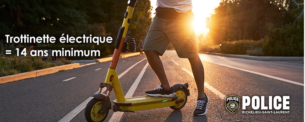 TROTTINETTE ÉLECTRIQUE ET GYROROUE | 𝗟'𝗮̂𝗴𝗲 𝗺𝗶𝗻𝗶𝗺𝘂𝗺 𝗲𝘀𝘁 𝟭𝟰 𝗮𝗻𝘀. Les parents d’un jeune de moins de 14 ans ou de tout autre jeune qui ne respecte pas les règles ou les équipements obligatoires s’exposent à une amende de 100 $ à 200 $.
bit.ly/3GitHdW