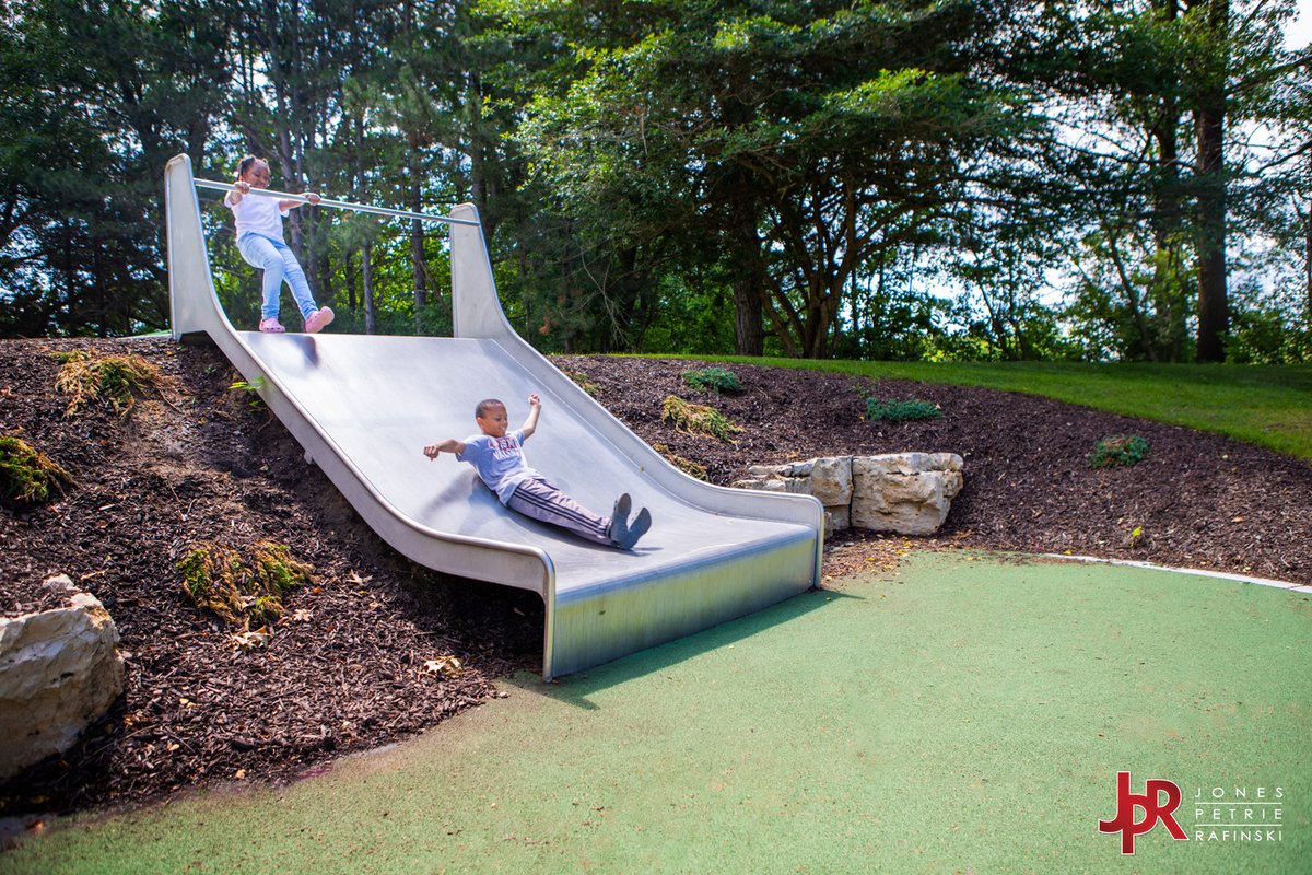 Our team was out at Water Tower Park last week capturing photos of the recently completed project — and we couldn’t have asked for a better crew to test the space! A group of energetic kids brought the playground to life! #Playground #ParksAndRecMonth #JPRProjects