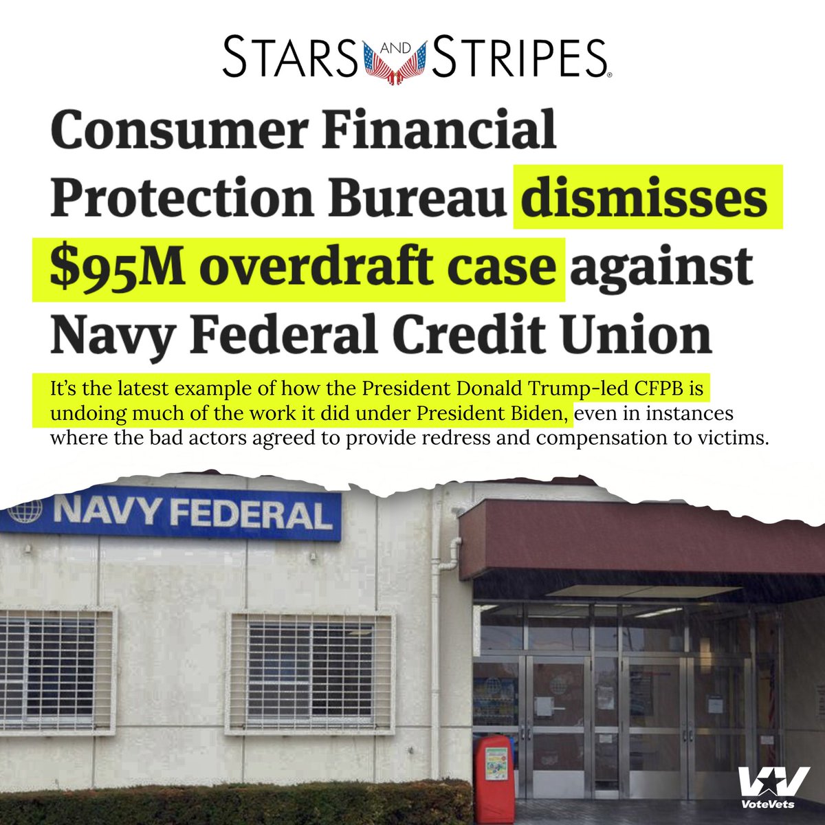 The hits just keep coming: 

While Republicans are voting to cut our healthcare, Trump scammed Veterans and Servicemembers out of $80 million.

MORE: stripes.com/theaters/us/20…