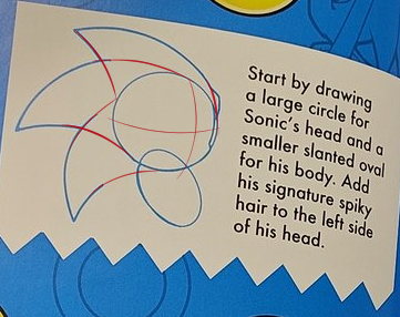 Instrutilus's tweet photo. @QKora01 There was a thing in Sonic the Comic long ago on how to draw Sonic: you use his eyes to map out his ears. Here's the actual image, though obviously it's more towards the Classic look, the ear thing actually does help. I also noted on an official how to draw how the spines go: https://t.co/stZ72TOohm