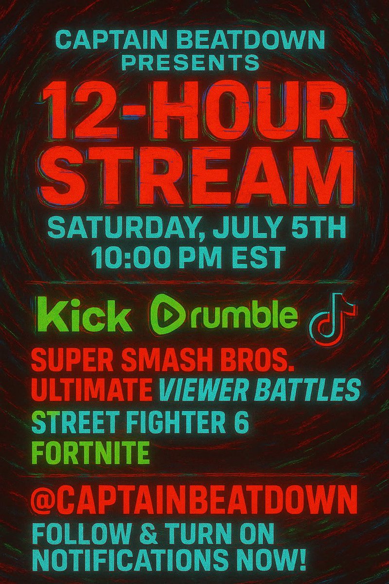 beatdown124's tweet photo. come through to the party everyone #captianbeatdown #TeamInspire #TeamF12 @SuperSmashBros #smashultimate #fortnite #streetfighter6 #12hourstream #kick #rumble https://t.co/hdGr8lEBhX