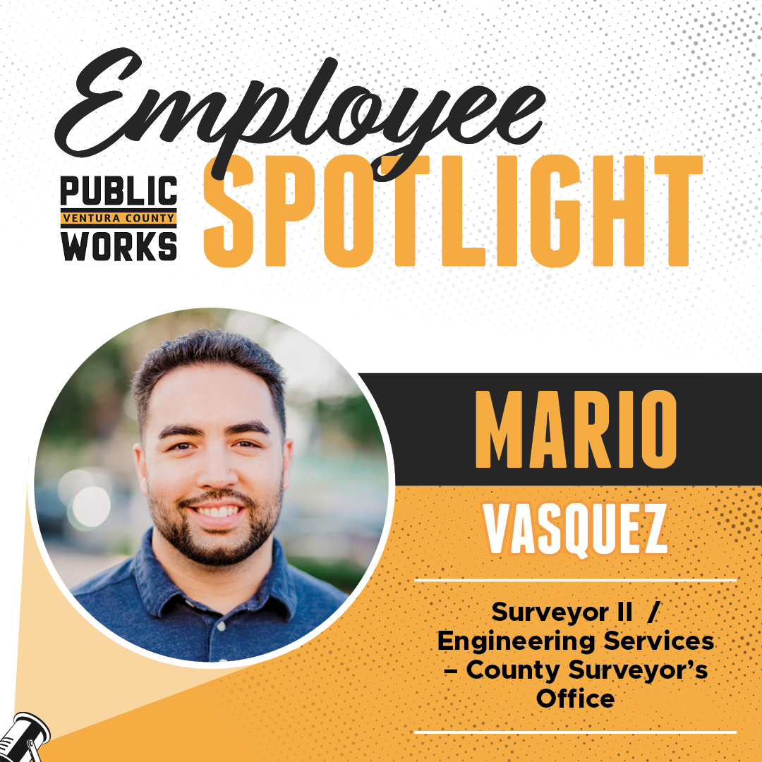 VCPublicWorks's tweet image. Mario Vasquez, a Surveyor II in our Surveyor’s Office, provides essential land survey data supporting almost every PWA project, from construction to land development. 📐