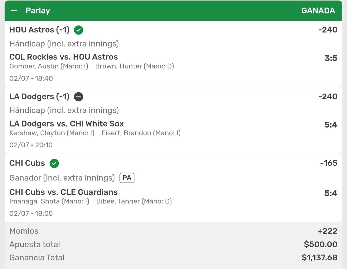 tipster_james's tweet photo. Se cobra el parley con momio positivo!! ✅️🤑 #tipster_james https://t.co/9beT19b9ls