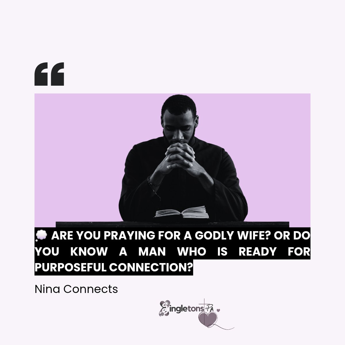 SingletonsPA's tweet image. Praying for a godly wife? 💍🙏🏾

Prayer is powerful, but preparation is key.

Book your FREE clarity matchmaking session today and take a purposeful step towards the marriage you’re praying for.

🔗 Link in bio.

#ChristianMen #FaithBasedDating #GodlyMarriage #ChristianSinglesUK