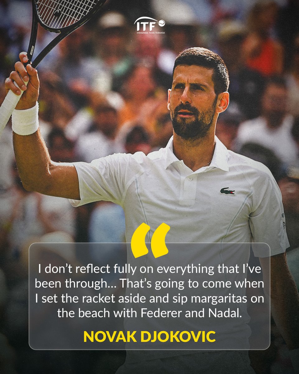 ITF (@itftennis) on Twitter photo Still in the fight, but the beach with legends sounds nice 😉 🏖️
#Wimbledon | <a href="/DjokerNole/">Novak Djokovic</a> Still in the fight, but the beach with legends sounds nice 😉 🏖️
#Wimbledon | <a href="/DjokerNole/">Novak Djokovic</a>