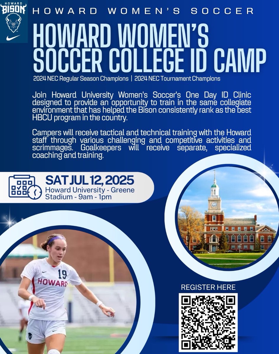 Super excited to attend the <a href="/HowardWSoccer/">Howard Women's Soccer</a> ID camp next weekend! Looking forward to competing, growing, and learning more about The Mecca. 💙❤️⚽️

<a href="/brentleiba/">Brent Leiba</a>