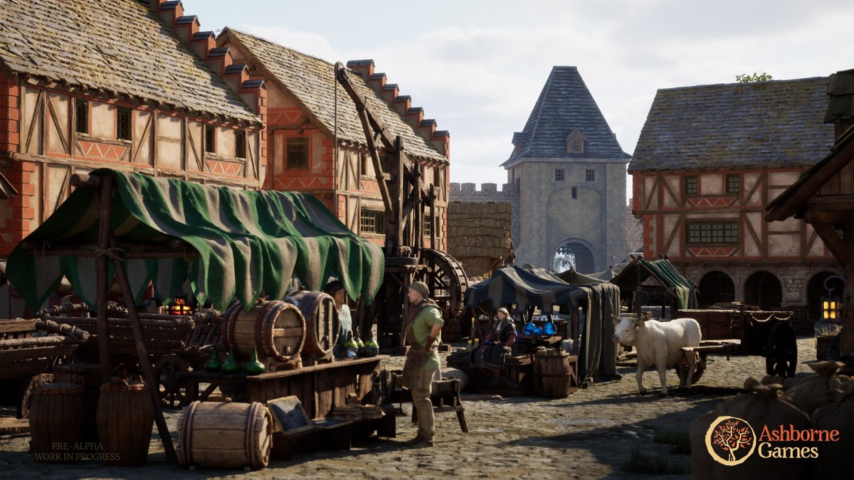 AshborneGames's tweet photo. The hustle and bustle of the marketplace is where businesses flourish - including your own. 🔨 

As a craftsman, you send your cart to purchase materials from the market, craft products at your workshop, and return to the marketplace to sell your crafted goods for a profit. 💰 https://t.co/jWdMYYAZnU