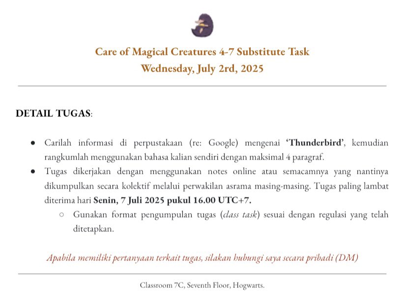 ㅤ
Selamat malam, <a href="/Ravenawtion/">RAVENCLAW</a>, <a href="/PesantrenPoyi/">POYI.</a>, <a href="/Grandffindor/">UNGIE</a>, <a href="/ProudHuffle/">GOJO BADGERU (ﾉ◕ヮ◕)ﾉ*:･ﾟ✧</a>. Berikut adalah tugas pengganti untuk kekosongan kelas hari Rabu kemarin (02/07/2025). Mohon bantuannya untuk disebarkan ke teman-teman yang lain, ya. Terima kasih dan semangat! 🤍
ㅤ