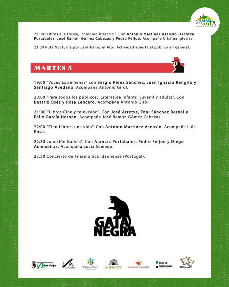 📚🖤 GATA NEGRA 2025 – Moraleja, capital de la novela negra
📅 Del 31 de julio al 5 de agosto