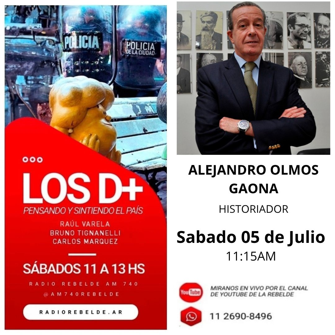 losdemasradio's tweet image. 🎙️ Mañana Sábado 05 de Julio a las 11:15 PM, en Los Demás, una entrevista imperdible con Alejandro Olmos Gaona, Historiador, en una conversación imperdible. 📷 No te lo pierdas. #Entrevista #radio #LosDemás #Actualidad #periodismo #argentina
